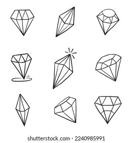 Doodle hand draw diamond set, vector illutration.