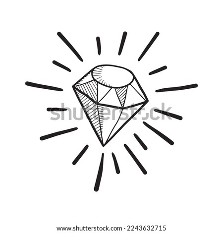 Doodle hand draw diamond, vector illutration.