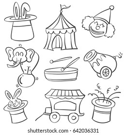 Doodle of hand draw element circus