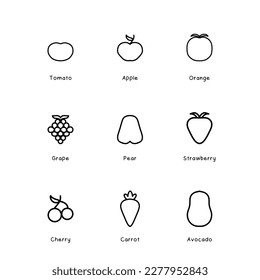 Doodle hand draw Fruits Food Vector Shape White Doodle Icon Hand Made vector Illustration sketch, outline, border