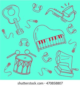 Doodle of hand draw music stock vector art collection