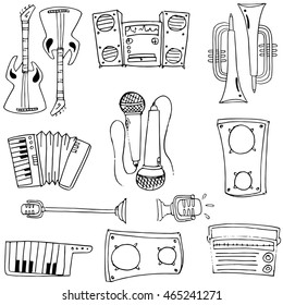 Doodle of hand draw music tool vector art