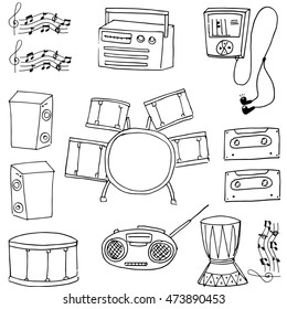 Doodle of hand draw music tools vector art illustration