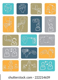 Doodle hand draw scheme communication , Business  Ã?Â??oncept of human intelligence with sketchy icons on button. Brain storming. Vector illustration