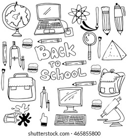 Doodle of hand draw school supplies illustration