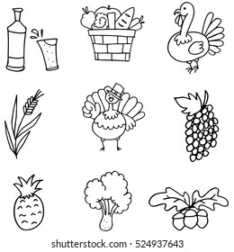 Doodle of hand draw thanksgiving set vector art