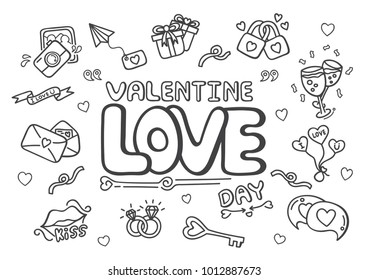 Doodle Hand Draw Valentine Love Day Stock Vector (Royalty Free) 1012887673