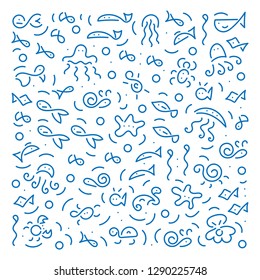 Doodle hand drawing. Background. Sea. Vector illustration