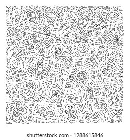 Doodle hand drawing. Background. Underwater world. Vector illustration