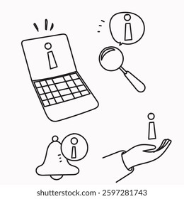 doodle hand drawing information icon related collection