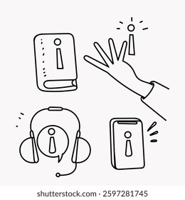 doodle hand drawing information icon related collection