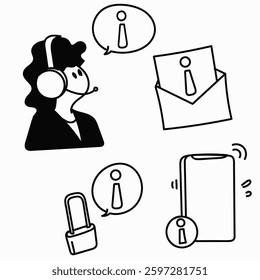 doodle hand drawing information icon related collection
