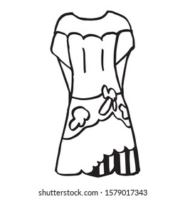 Doodle hand drawing with kid clothes. Vector illustration of lines and coloring pages for kids