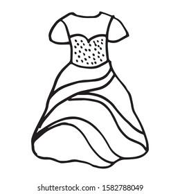 Doodle hand drawing with kid clothes. Vector illustration of lines and coloring pages for kids