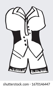Doodle hand drawing with kid clothes. Vector illustration of lines and coloring pages for kids