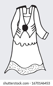 Doodle hand drawing with kid clothes. Vector illustration of lines and coloring pages for kids