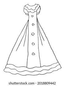 Doodle hand drawing with kid clothes. Vector illustration of lines and coloring pages for kids