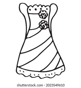 Doodle hand drawing with kid clothes. Vector illustration of lines and coloring pages for kids