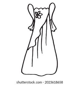 Doodle hand drawing with kid clothes. Vector illustration of lines and coloring pages for kids