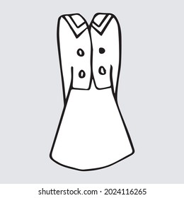 Doodle hand drawing with kid clothes. Vector illustration of lines and coloring pages for kids