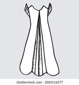 Doodle hand drawing with kid clothes. Vector illustration of lines and coloring pages for kids