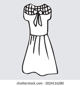 Doodle hand drawing with kid clothes. Vector illustration of lines and coloring pages for kids