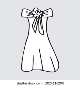 Doodle hand drawing with kid clothes. Vector illustration of lines and coloring pages for kids