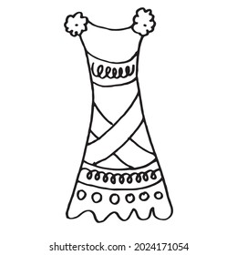 Doodle hand drawing with kid clothes. Vector illustration of lines and coloring pages for kids