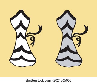 Doodle hand drawing with kid clothes. Vector illustration of lines and coloring pages for kids