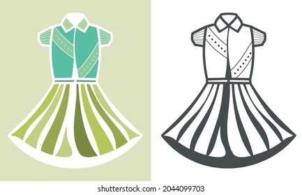 Doodle hand drawing with kid clothes. Vector illustration of lines and coloring pages for kids