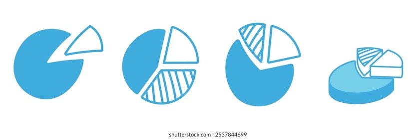 doodle hand drawing pie chart diagram blue monochrome