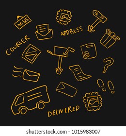 Doodle hand drawing post office or logistic object element