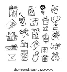 Doodle hand drawing is set of gift. vector illustration. eps10. 
