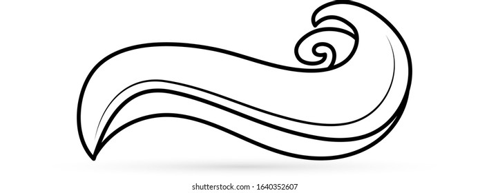 Doodle hand drawing water wave icon isolated on white. Sketch logo. Coloring vector stock illustration