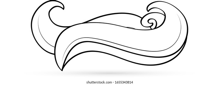 Doodle hand drawing water wave icon isolated on white. Sketch logo. Coloring. Outline  vector stock illustration