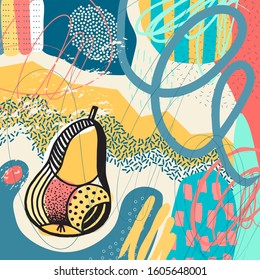 Doodle hand drawn abstract background wallpaper with pear