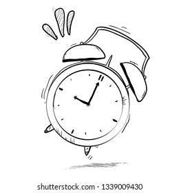 doodle hand drawn Alarm clock sketch vector