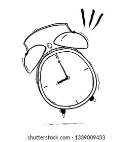 doodle hand drawn Alarm clock sketch vector