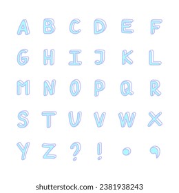 Doodle hand drawn alphabet template. Simple linear writing, vector abc font, typography symbol.