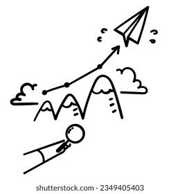 doodle hand drawn analyze how to climbing top mountain illustration