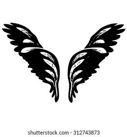 doodle hand drawn of of angel wings