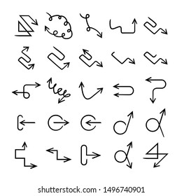 doodle and hand drawn arrow icons set