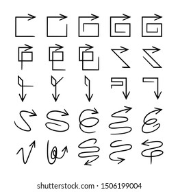 doodle and hand drawn arrow icons set