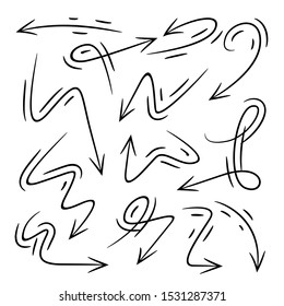 doodle hand drawn arrows set comic style
