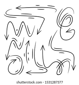 doodle hand drawn arrows set comic style
