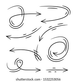 doodle hand drawn arrows set comic style