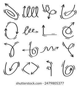 doodle and hand drawn arrows symbols illustration