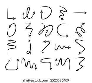 doodle and hand drawn arrows symbols vector illustration