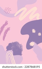 Doodle hand drawn background with abstract colored shapes. Modern minimalism trendy pattern background.