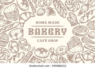 Doodle Hand Drawn Bakery Background